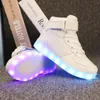 Athlétique en plein air enfants baskets lumineuses enfant lumineux pour garçons filles LED femmes semelle colorée chaussures éclairées hommes USB taille de charge 231117