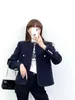 Casual Dresses designer 22CE Autumn and Winter New Little Fragrant Tibetan Blue tweed Woven Wool Coat Celebrity Style Short Top QI5Z