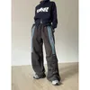 Damenhose, Caprihose, amerikanischer Retro-Lazy-Stil, Hose mit weitem Bein, einfarbig, gestreift, elastisch, hohe Taille, gebürstet, locker, lässig, gerade, sportlich, 231118