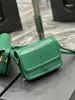 Borse moda a spalla firmate Pelle di mucca brillante di alta qualità Rue Designer di marca Borsa quadrata verde Ciondolo con alfabeto dorato con logo della borsa a mano della confezione originale