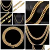 Kettingen Fijne huwelijkssieraden 24K echte geelgouden ketting Inish Solid Heavy 8Mm Xl Miami Cubaanse Curn Link Ketting Verpakt Uncondi Dhufb