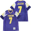 High School Football 7 Lamar Jackson Jersey Boynton Beach Tigers Men Moive Black Purple White Team Color Away All Stitched Sport oddychający pullover retro