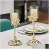 Candle Holders Romantic Rose Crystal Home Decoration Ornaments Glass Candlestick Drop Delivery Garden Dhgarden Dhu8O