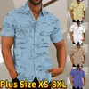 Men's Casual Shirts 2023 Summer American Style Street Fashion Print Shirt Hawaiian Personalized Men's Short Sleeve Lapel TopXS-8XL