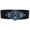Cinturones estilo bohemio moda coreana Boutique Cintos Femininos señoras flor de cristal diamante incrustado ancho elástico para mujeres cinturones