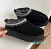 Дизайнерские ботинки Tazz из овчины из каштанового меха для мужчин и женщин, Австралия, ультра мини-платформа, слайд-зимние ботинки, зимние тапочки, Disquette, уличная обувь