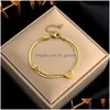 Catena in acciaio inossidabile Moda catena a maglie Bracciale rigido per le donne Squisiti braccialetti color oro Gioielli Ragazza regalo Goccia Del Dhgarden Otwzw