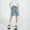 Women's Shorts ZHISILAO Solid Kneelength Denim Shorts Women Boyfriend Casual High Waist Wide Leg Shorts Jeans Summer 230417