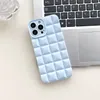 3D Diamond Plaid Phone Case voor iPhone 11 12 13 14 Pro X XR XS Max 6s 7 8 Plus Matte Fashion Shockproof Soft Silicon Phone Case