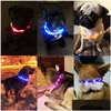 Hundhalsar LEASSHES LED Glödande hundhalsar USB -uppladdningsbar lysande krage justerbar stor husdjur nattljus säkerhet blinkande halsglas