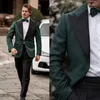 Garnitury męskie nowoczesne garnitur męski 2 sztuki zielone blezer czarne spodnie jeden przycisk szczyt lapelowy