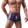 Mutande Moda Uomo Arcobaleno Lucido Boxer Pantaloncini Rigonfiamento Pene Pouch Uomo Sexy Biancheria Intima Divertente Gay Vita Bassa Sospensorio Mutandine Lingerie