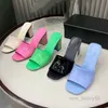 디자이너 여성용 하이힐 슬리퍼 섹시한 Chunky Heel 가죽 파티 패션 여름 젤리 샌들 8.5 4.5 cm 크기 35-43