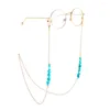 Chains 2 Pcs Set Natural Turquoise Stone Eyeglasses Face Mask Chain Lanyard Eyelgass Holder Necklace