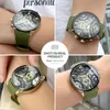 Armbandsur Megir Olive Green Sport Watch Men Fashion Silicone Strap Waterproof Chronograph Quartz Wristwatch med Auto Date Luminous Hands 231118