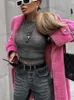 Women's Fur Faux Fur Pink Faux Lambswool Fur Long Teddy Bear Jacket Coat Women Winter Thick Warm Oversized Rose Red Outerwear Overcoat Lady Coats 231117