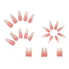 False Nails 24pcs Long Press On Gradient Pink Design Fake Full Coverage Artificial For Women & Girls