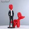 Decorative Objects Figurines Gentleman Balloon Dog Statue Resin Sculpture Home Decor Modern Nordic Decoration Accessories for Living Room Animal Figures 230418