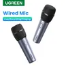 Microfoons UGREEN Bedrade microfoon Zingen Live-opname met 3,5 mm audiokabel Handmicrofoon voor pc-telefoon Gaming Karaoke Home-systeem 231117