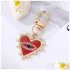 Keychains Lanyards Keychains Lanyards Rhinestones Pearl Evil Eyes Alloy Men Women Peach Love Heart Devils Bag Car Keychain Pendant I Dheio