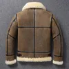 Veste d'hiver en cuir de mouton 100% naturel, manteau en vraie fourrure chaude, Style explosif Sherpa, grande fourrure pour hommes, veste de moto à la mode