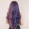 Parrucche sintetiche Viola Ondulate lunghe con frangia Cosplay Natale Halloween Capelli Ombre bicolore per le donne Onda profonda Resistente al calore 230417