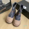 designer Women Denim Blue Canvas Ankle Boot high Shoes Platform Heel Leather Winter Fall Riding Cowboy booties