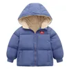 Down Coat Baby Boys Hooded Jackets Winter Warm Thick Plus Velvet Jacket Girls Toddler Kid Coats Children Outwear Spring Candy Color 2 4 6Y 231117