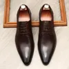 Dress Shoes Love Four Men's English Pointed Lace-up Made Of Leather Wedding Wear Work Size 46