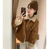 Womens Jackets Casual Sherpa Thick Warm Faux Shearling Cropped Coat Vintage Long Sleeve Front Pocket Female Outerwear Chic Tops 231118