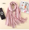 Scarves Pure 100 Wool Scarf Shawl Women Wrap Foulard Echarpe Winter Warm Lady Spring Autumn Long Cape Gift Embroidery Flower