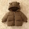 Jackets Baby Coat Winter Thickened Down Girls Boys Plush Warm Outerwear Childrens Solid Hooded Cotton Parkas Snowsuit 231117