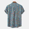 Men's Casual Shirts Summer Short Sleeve Floral Hawaiian Shirt Men Half Placket Collar Beach Shirt Men Casual Holiday Vacation Clothing 3XL 230418