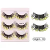 3pairs/set kleur pailletten wimper lumineuze stijl podium make -up valse wimper extensie krultje natuurlijk oog wimpers make -up voor feest bruiloft