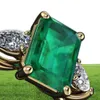 Anello di smerald verde oro 14k per donne Bague Diamant Bizuteria Anillos de Pure Emerald Gemstone Gold 14K Gold Gold For Females Y9214623