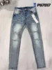 Jeans Herenjeans Modetrends Distressed Black Ripped Biker Slim Fit Motorcycle Mans zwarte broek