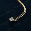 925 Sterling Silver Plated 14K Necklace Classic Four-Claw Single Zircon ClaVicle Chain for Women Small Proquisite Wedding Jewelry Fine smycken