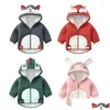 Giacche Bambini Cappotto spesso Neonati maschi Ragazze Bambini Giacca calda Manica lunga con cappuccio Cartoon Animal Design Pile polare Primavera Autunno Goccia Dh43X