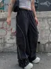 Pantaloni da donna Capris Weekeep Pantaloni della tuta neri oversize Pantaloni a vita bassa a righe laterali Pantaloni cargo di base Lady y2k Streetwear Baggy Jogger Casual Moda coreana 230417