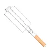 BBQ Tools Accessories Corn Barbecue Rack Sausage Net Clip 304 Stainless Steel Basket Detachable Folding Portable Grilling Mesh Tool LT648