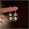 Dangle Chandelier Moda Branco Pérola Brincos Para Mulheres Brilhantes Strass Brinco Festa de Casamento Noivado Jóias Dr Dhgarden Otmbi