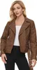 FAHSYEE女性の革のジャケットフェイクオートバイプラスサイズモトバイカーコート短い軽量ビーガンプレーザーファッション