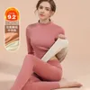 Set di biancheria intima termica da donna per donna Colletto medio-alto Calore invernale Base ad alta elasticità Velluto spesso Top Pantaloni Lingerie senza cuciture 231117