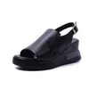 Sandaler Summer Wedge Shoes for Women Solid Color Open Toe High Heels Casual Ladies Buckle Strap Fashion Female Sandalias Mujer 230417