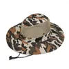 Wide Brim Hats Outdoor Fishing Breathable Mesh Camouflage Bucket Hat Sun Visor Protection Hiking Cap