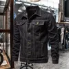 Designer Denim Jackets Men Solid Lapel Denim Jackets Fashion Motorcycle Jeans Jackets Hommes Slim Fit Cotton Casual Black Blue Coats