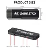 Портативные игровые игроки Game Stick x2 Ностальгический хост 32G 4K HD HDTV GD10 Retro Video Games Console с двумя беспроводными контроллером, встроенными в 10000 игр для детей подарок