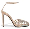 Penelope Sandals Shoes White Crystal Strappy Leather Alevi Milano Stiletto Heel Logo-Egraved