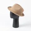 Berets 202301-shi Drop Winter Wool Blended Small Brim Solid Fedoras Cap Men Women Panama Jazz Hat