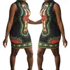Ubranie etniczne Afrykańskie sukienki dla kobiet Seksowne ciasne, klasyczne elastyczność wysokiej szyi drukowanie szczupłe biodra